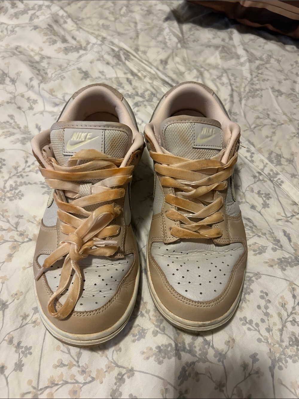 Nike Women Low-Top Sneakers in Beige and Light Pink